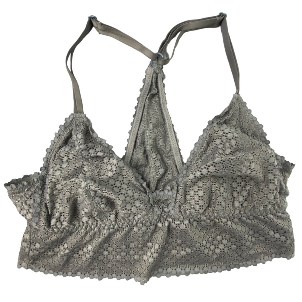 Aerie gray lace racerback style bralette women's size large